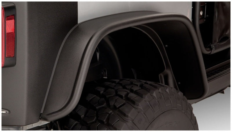Bushwacker 07-18 Jeep Wrangler Flat Style Flares 2pc Fits 2-Door Sport Utility Only - Black - Black Ops Auto Works