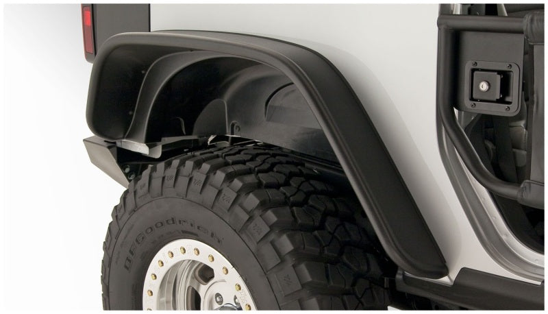 Bushwacker 07-18 Jeep Wrangler Flat Style Flares 2pc Fits 2-Door Sport Utility Only - Black - Black Ops Auto Works