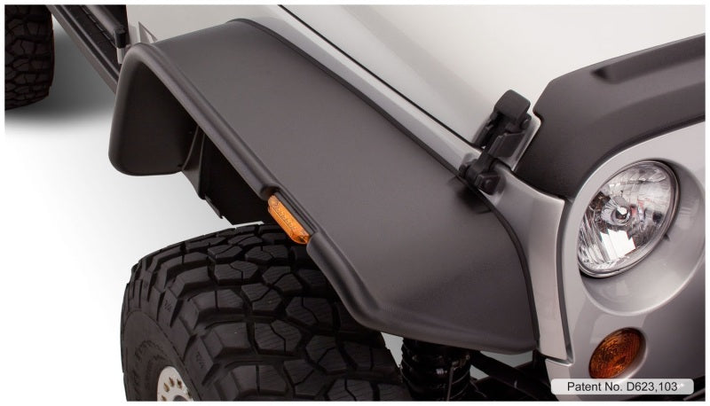 Bushwacker 07-18 Jeep Wrangler Flat Style Flares 4pc Fits 2-Door Sport Utility Only - Black - Black Ops Auto Works
