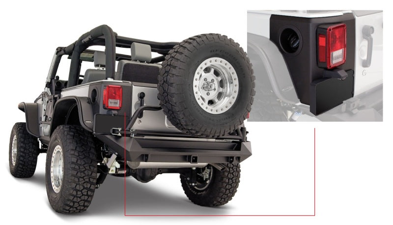 Bushwacker 07-18 Jeep Wrangler Trail Armor Rear Corners - Black - Black Ops Auto Works