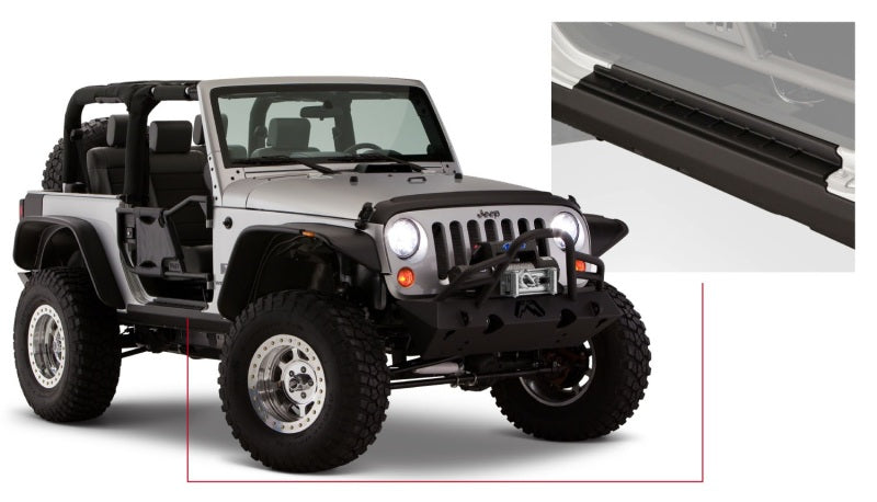 Bushwacker 07-18 Jeep Wrangler Trail Armor Rocker Panel and Sill Plate Cover - Black - Black Ops Auto Works