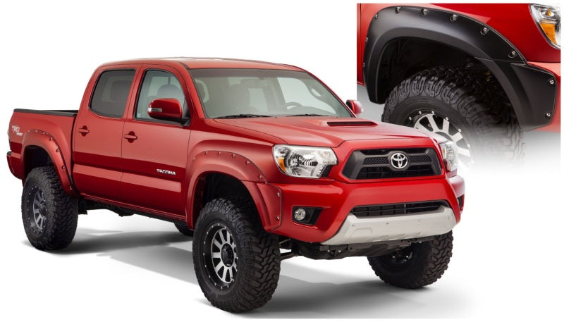 Bushwacker 12-15 Toyota Tacoma Fleetside Pocket Style Flares 4pc 73.5in Bed - Black - Black Ops Auto Works