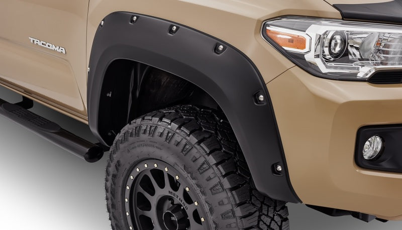 Bushwacker 16-18 Toyota Tacoma Pocket Style Flares 4pc 60.5/73.7in Bed - Black - Black Ops Auto Works