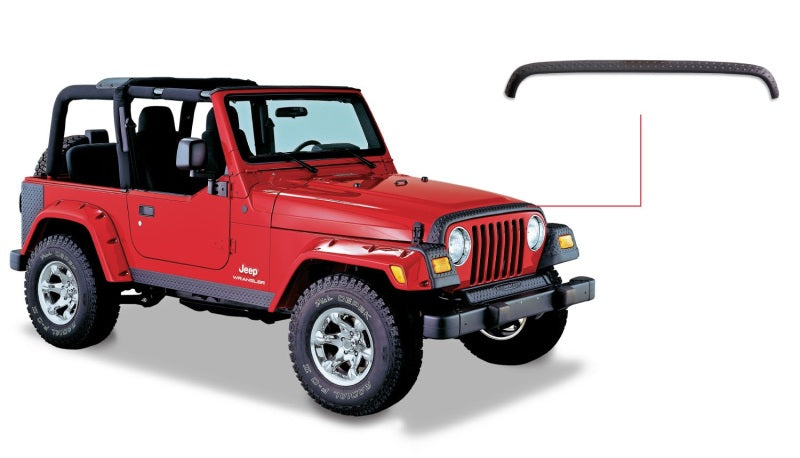 Bushwacker 18-19 Jeep Wrangler Rubicon/Sport//Unlimited/Sport S Hood Stone Guard- Black - Black Ops Auto Works