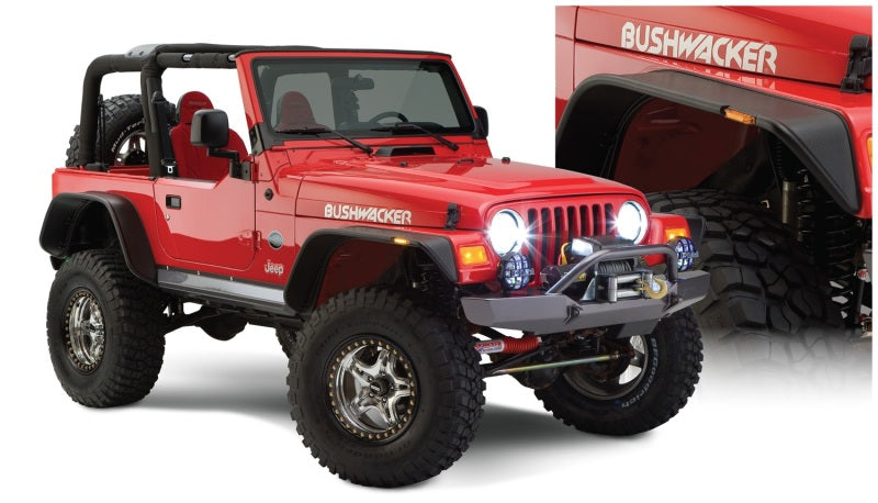 Bushwacker 97-06 Jeep Wrangler Flat Style Flares 4pc - Black - Black Ops Auto Works
