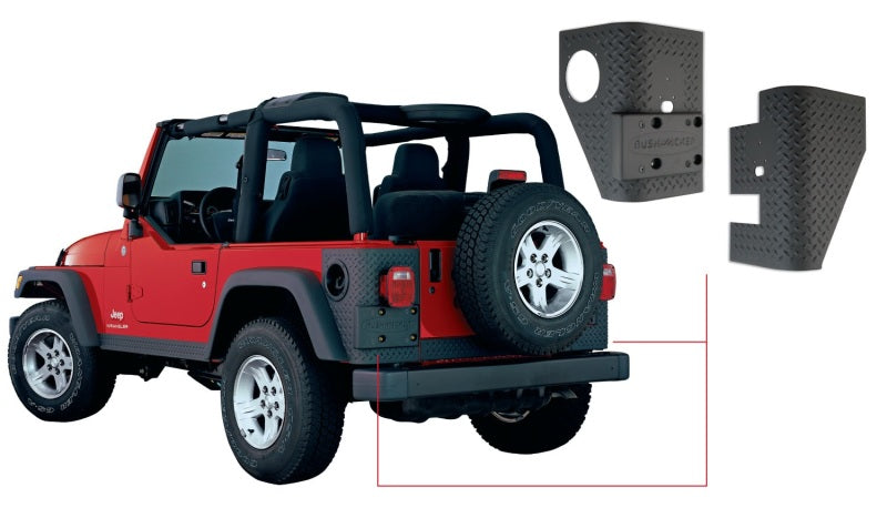 Bushwacker 97-06 Jeep Wrangler Trail Armor Rear Corners - Black - Black Ops Auto Works