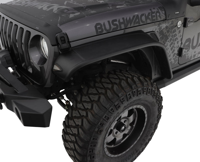 Bushwacker18-22 Jeep Wrangler JL 2/4 Door Front Flat Style Flares 2pc - Black - Black Ops Auto Works