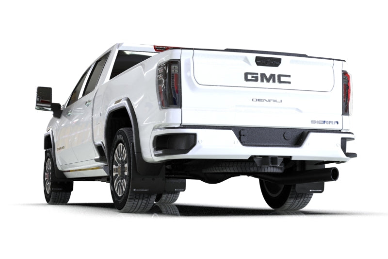RALMF131-BLK-MBK-Rally Armor 20-24 GMC Sierra 2500/3500 HD Denali Black Mud Flap w/Metallic Black Logo-Mud Flaps-Rally Armor