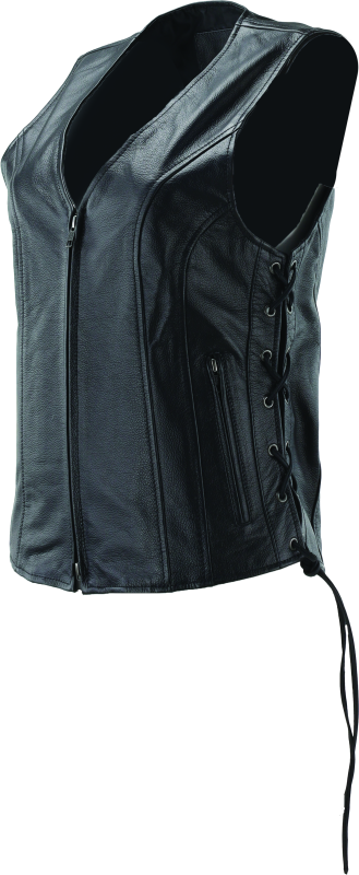 RIV094444-River Road Sapphire Leather Vest Black Womens - Small-Vests-River Road