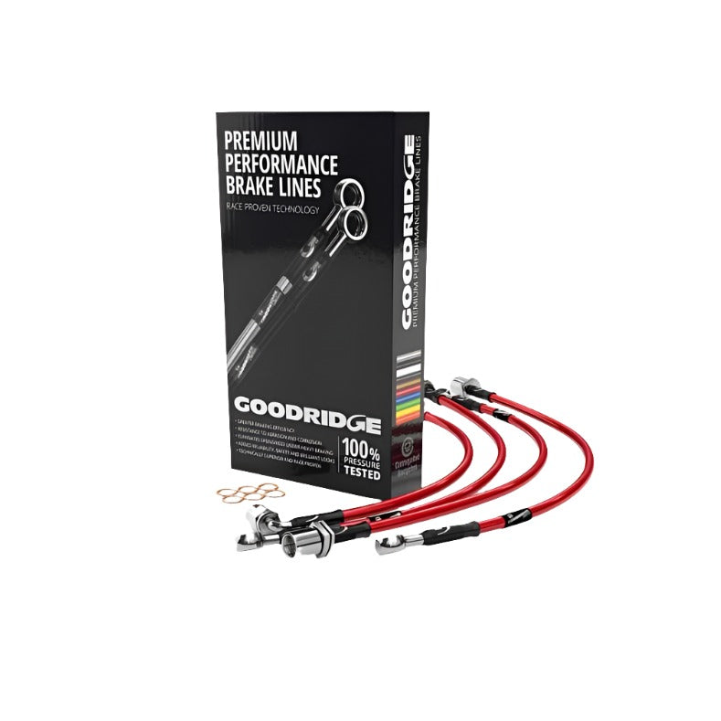 GRI30014-RD-Goodridge 05-11 Audi A6 Stainless Steel Brake Lines - Red-Brake Line Kits-Goodridge