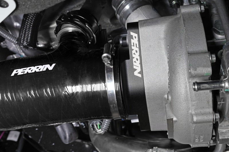 Perrin 2022+ Subaru WRX Black 3in Turbo Inlet Hose w/ Nozzle (Short)-Hoses-Perrin Performance