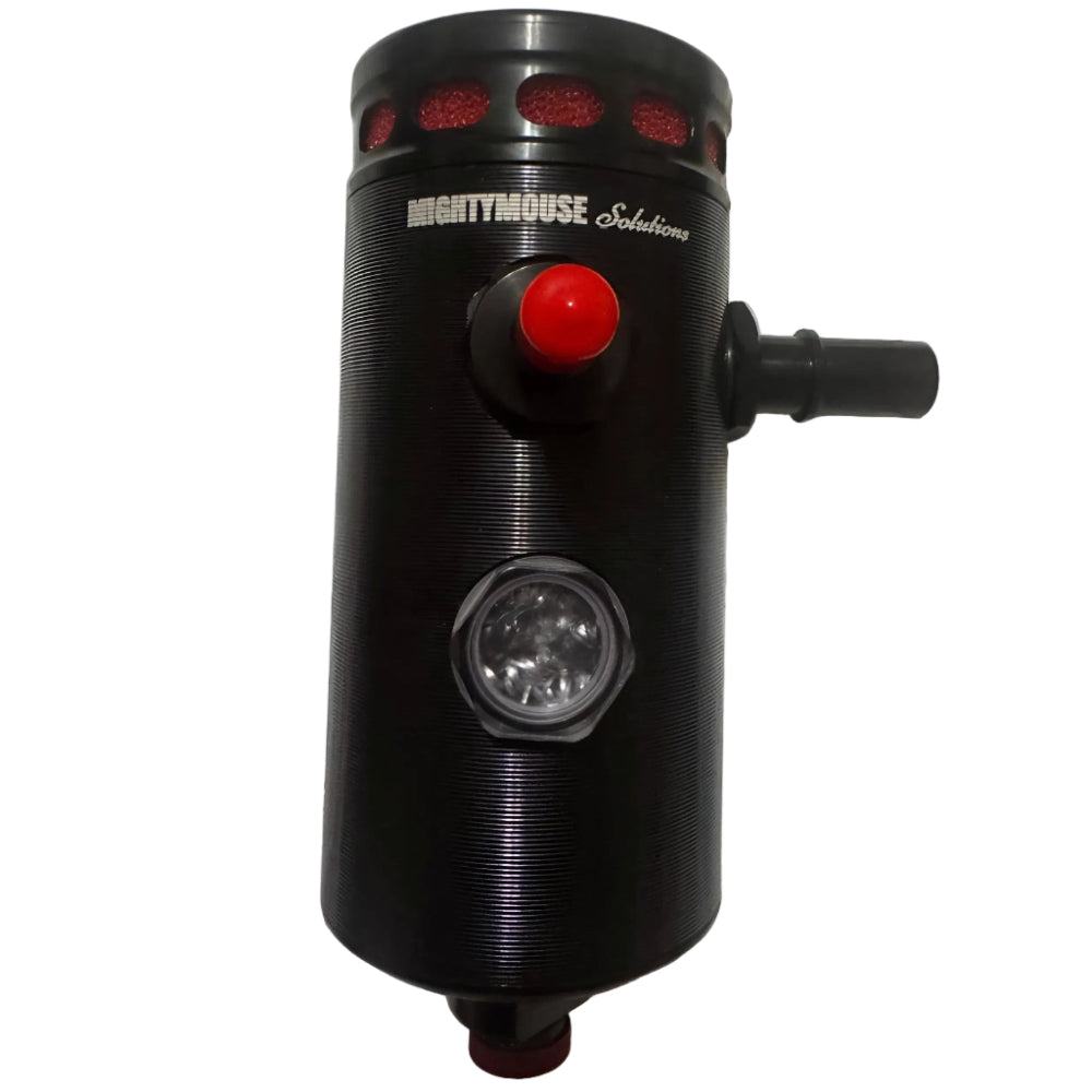 Oil fill adapter and sight glass close-up