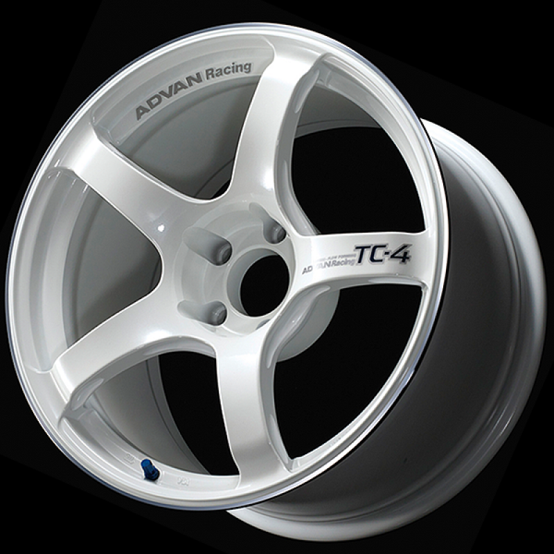 AVNYAD8H45DWMR-Advan TC4 18x8.5 +45 5x100 Racing White Metallic and Ring Wheel-Wheels - Cast-Advan
