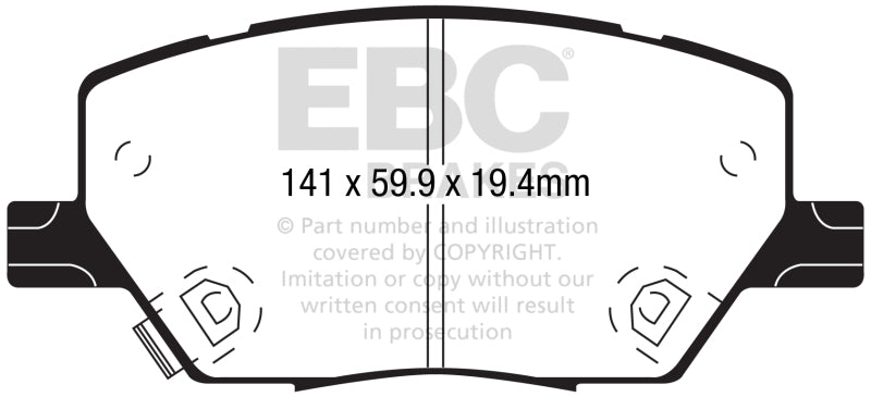 EBCDP42239R-EBC 2015+ Fiat 500X 1.4L Turbo Yellowstuff Front Brake Pads-Brake Pads - Performance-EBC