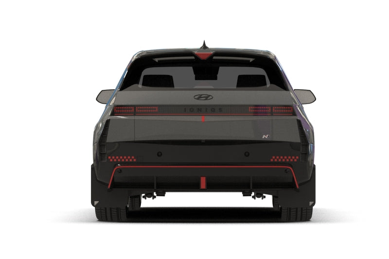 RALMF117-BAT-BLK-SIL-Rally Armor 2025 Hyundai Ioniq 5 N Black UR Mud Flap Silver Battery Logo-Mud Flaps-Rally Armor