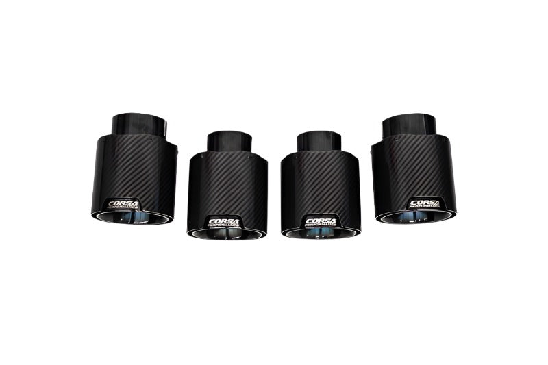 COR21109CFBLK-Corsa 20-23 Chevrolet Corvette C8 RWD 4.5in Carbon Fiber Black PVD Tip Kit (For Corsa Exhaust Only)-Tips-CORSA Performance