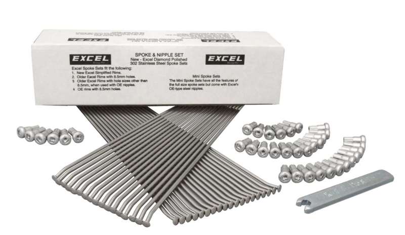 EXCXS8-21187-Excel Rear Spoke/Nipple Set (w/ Wrench) - 8 Gauge / 36 Qty - Silver-Wheel Spokes-Excel