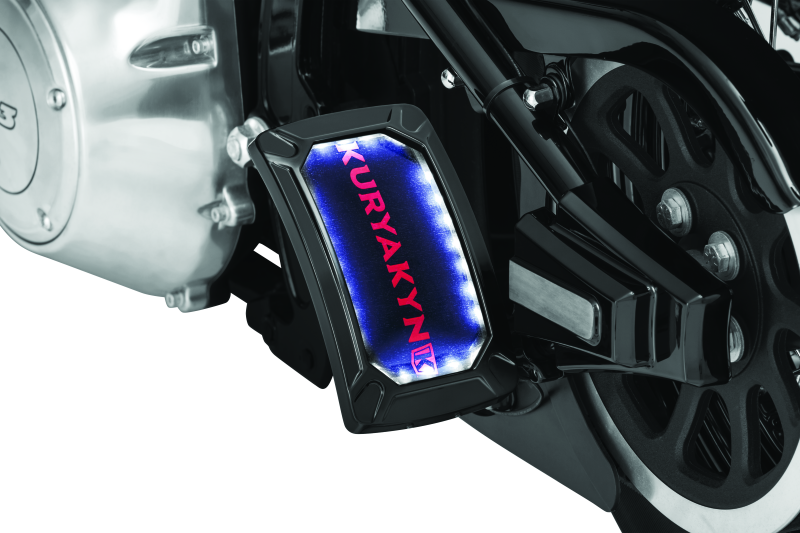 KUR3191-Kuryakyn Nova Curved Vertical Mount Side License Plate Holder Gloss Black-License Plate Relocation-Kuryakyn
