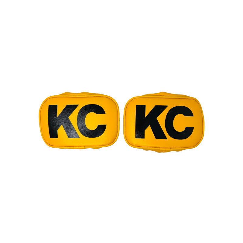 KCL5601-KC HiLiTES Retro 5in x 7in Rectangular Yellow Vinyl Light Cover w/ Black KC Logo (Pair)-Light Covers and Guards-KC HiLiTES