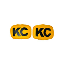 Load image into Gallery viewer, KCL5601-KC HiLiTES Retro 5in x 7in Rectangular Yellow Vinyl Light Cover w/ Black KC Logo (Pair)-Light Covers and Guards-KC HiLiTES