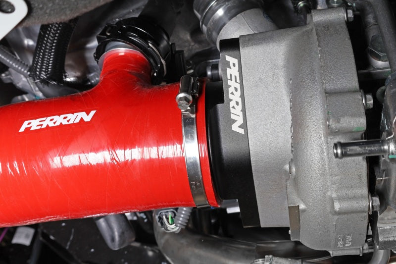 Perrin 2022+ Subaru WRX Red 3in Turbo Inlet Hose w/ Nozzle (Short)-Hoses-Perrin Performance