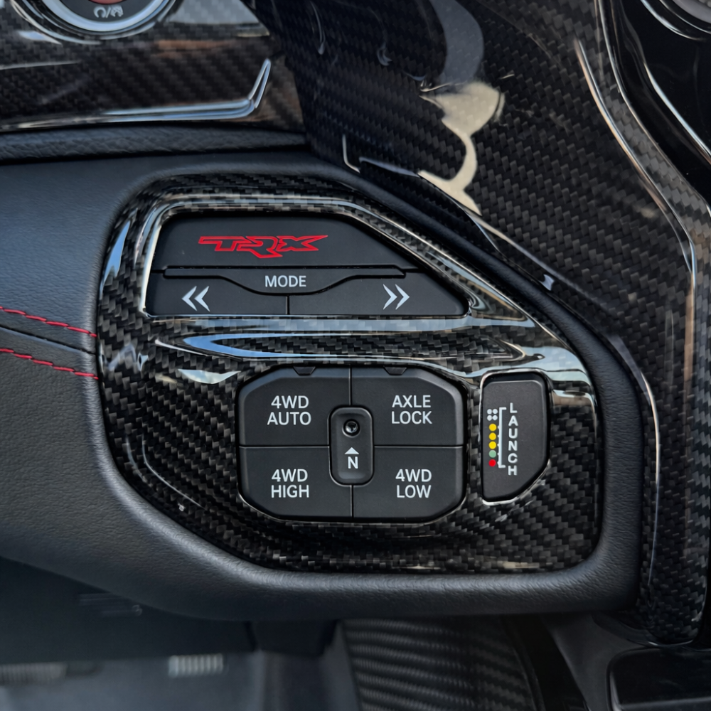 Drive selector cover installed on RAM TRX center console