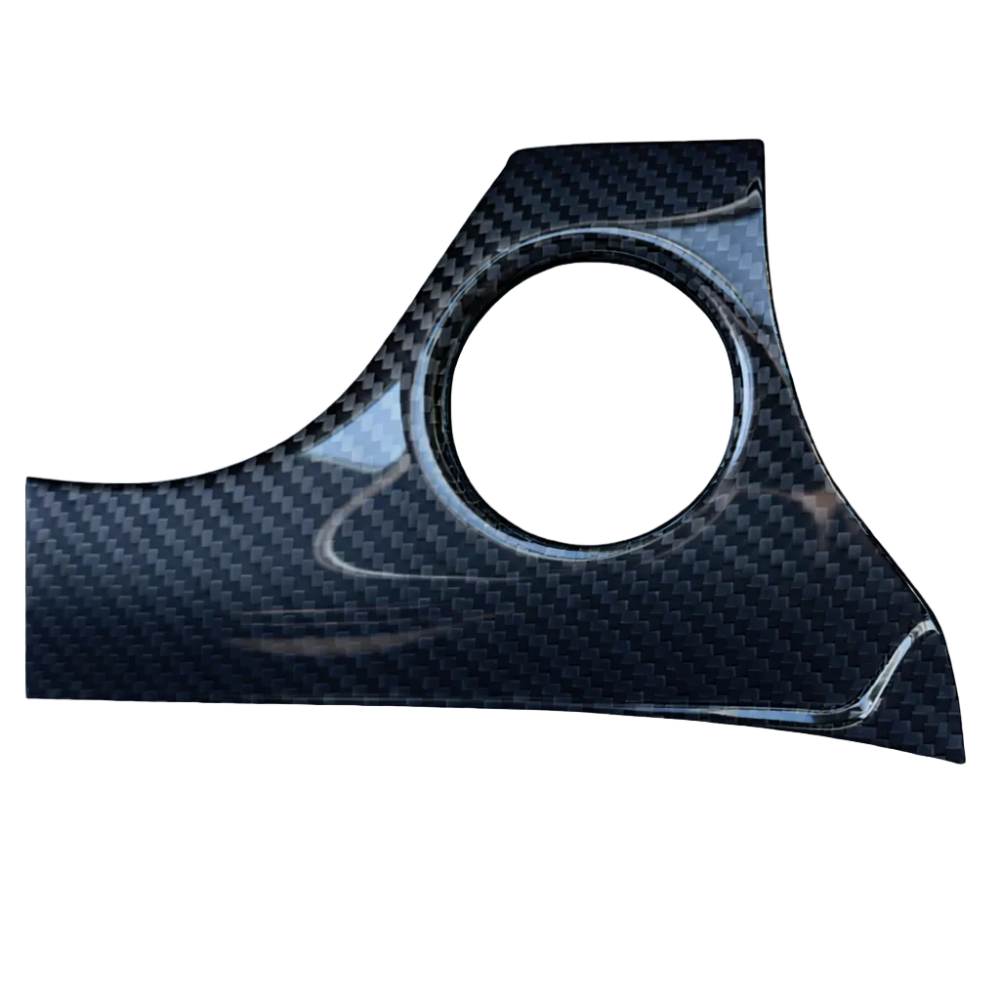 Close-up of 3K 2x2 twill carbon fiber weave and gloss finish