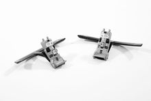 Load image into Gallery viewer, Porsche 991 carbon paddle shifter extensions with aluminium brackets laid apart on a white background