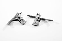 Load image into Gallery viewer, Porsche 991 carbon paddle shifter extensions on aluminium brackets positioned facing each other
