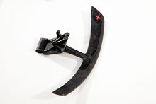 Load image into Gallery viewer, Single Porsche 991 forged carbon paddle shifter extension with its bracket and the red star badge