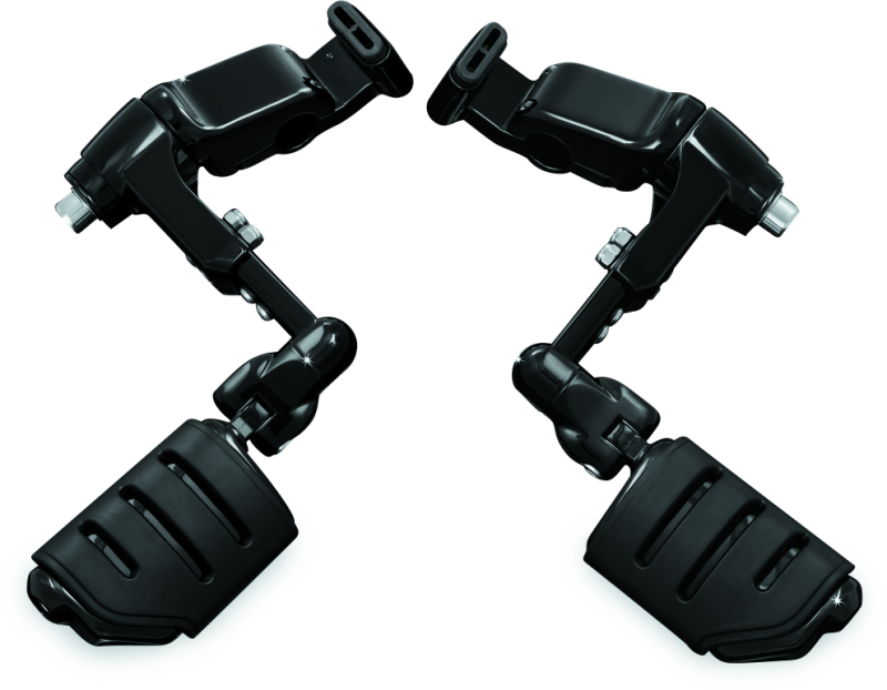 KUR3990-Kuryakyn Ergo III Adjustable Mount With Trident Dually ISO Pegs Gloss Black-Footpegs-Kuryakyn