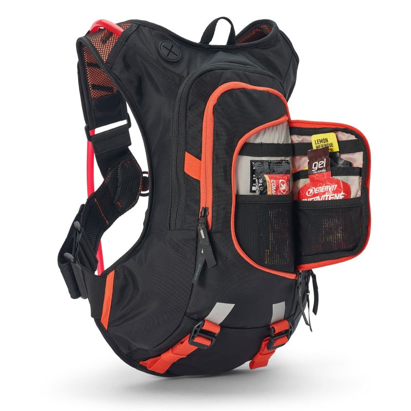 USWE Moto Hydro Hydration Pack 8L - Black/Factory Orange-Bags - Hydration Packs-USWE