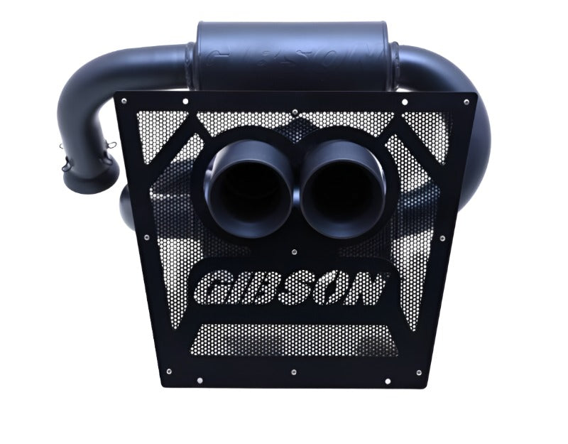 GIB98057-Gibson 2024 Cam-Am Maverick R 4in. T304 Stainless Round Dual Wall Slash-Cut Tip - Black Ceramic-X Pipes-Gibson