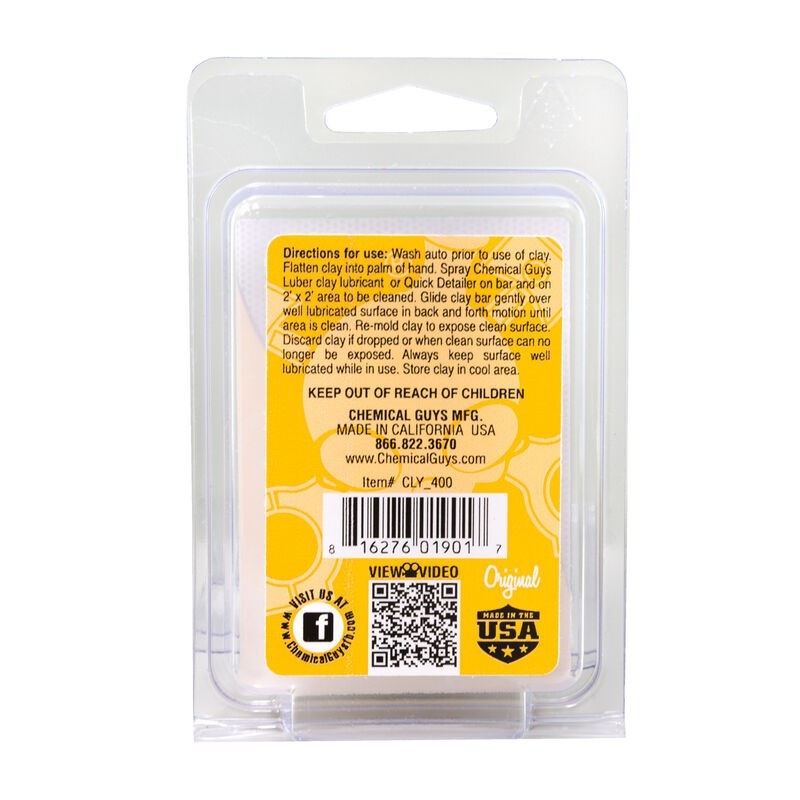 Chemical Guys OG Clay Bar (Light/Medium Duty) - Yellow - Chemical Guys CLY_400