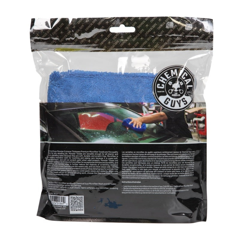 Chemical Guys Chemical Guys Monster Extreme Thickness Premium Microfiber Towel - 16in x 16in - Blue - 3 Pack