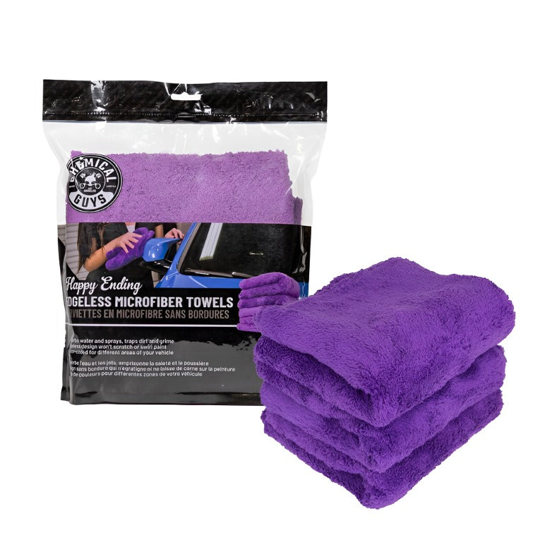 Chemical Guys Ultra Edgeless Microfiber Towel - 16in x 16in - Purple - 3 Pack - Black Ops Auto Works