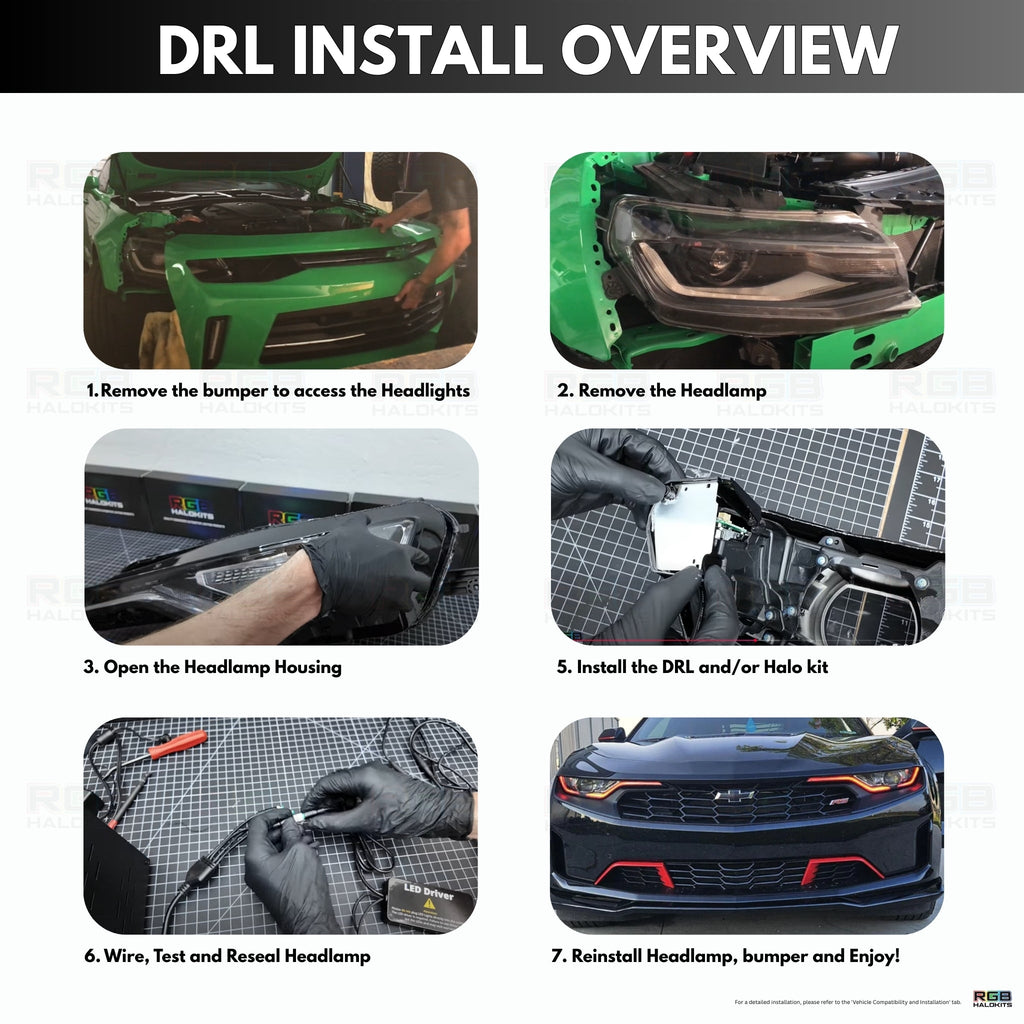 RGB Halo Kits Chevrolet Camaro RS/SS RGBWA DRL Boards (2019-2024)