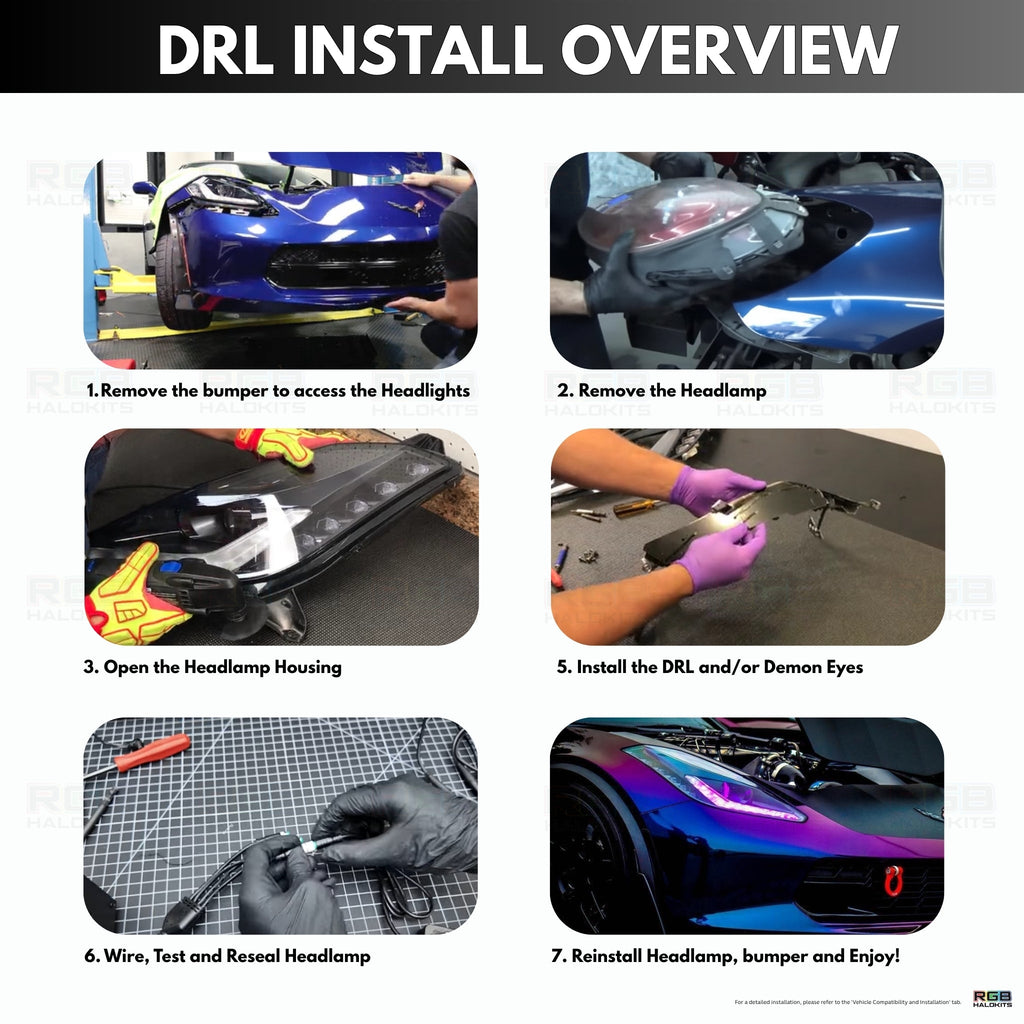 RGB Halo Kits Chevrolet Corvette Multicolor DRL Boards (2014-2019)