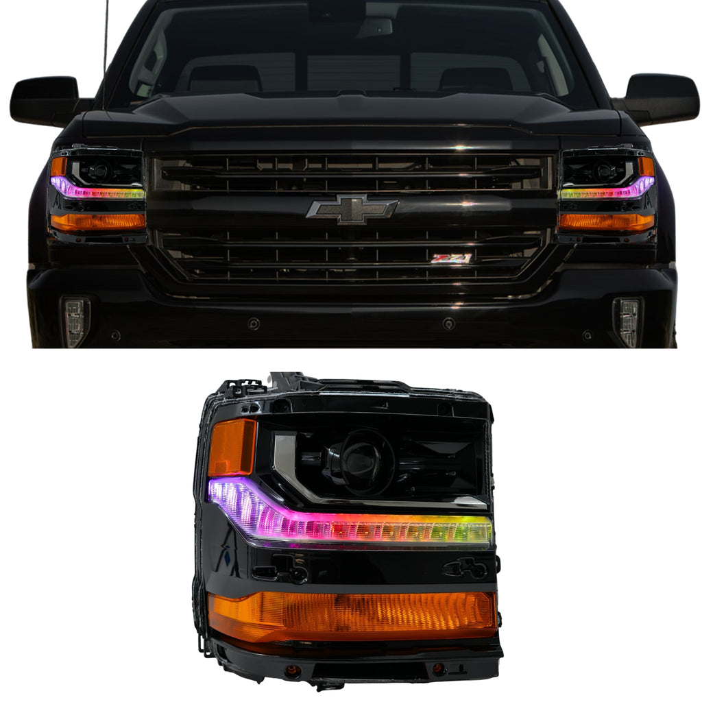 RGB Halo Kits Chevrolet Silverado Multicolor Flow Series DRL Boards (2016-2018)