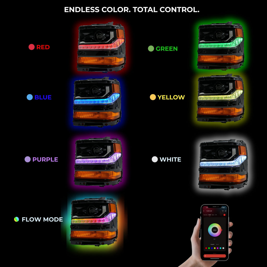 RGB Halo Kits Chevrolet Silverado Multicolor Flow Series DRL Boards (2016-2018)