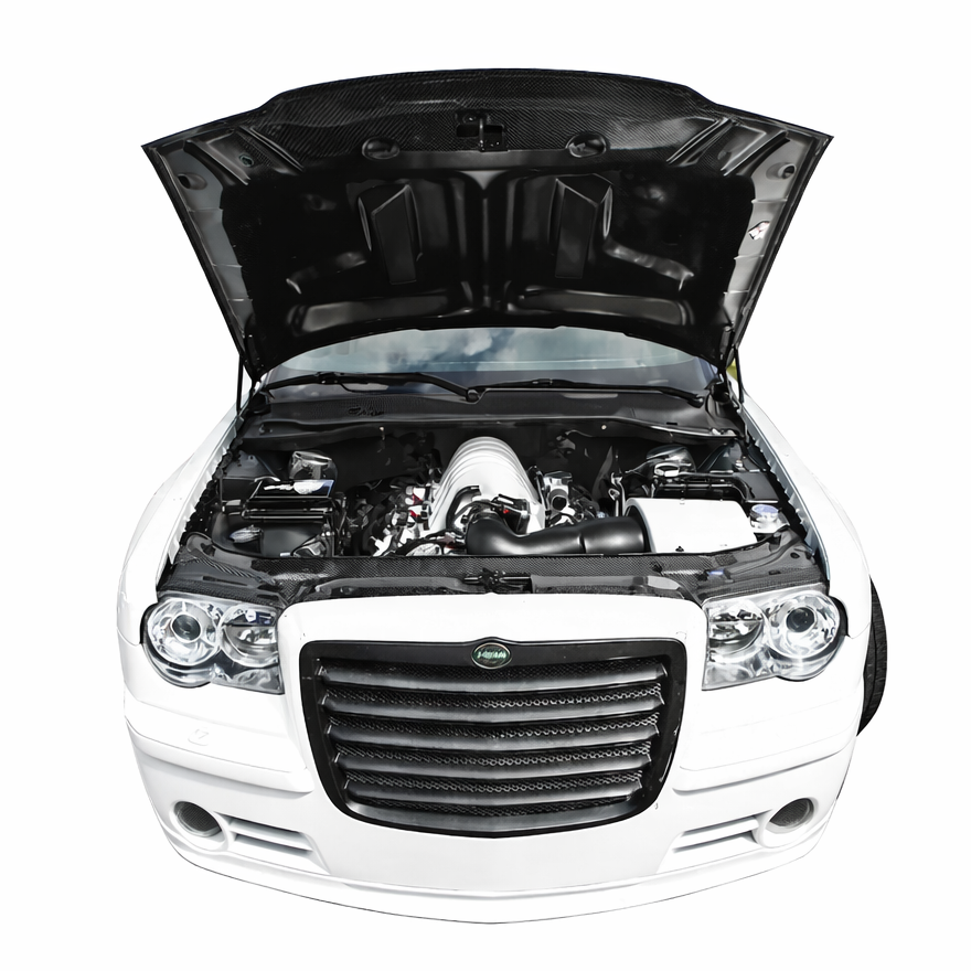 Hood installed on Chrysler 300 front end