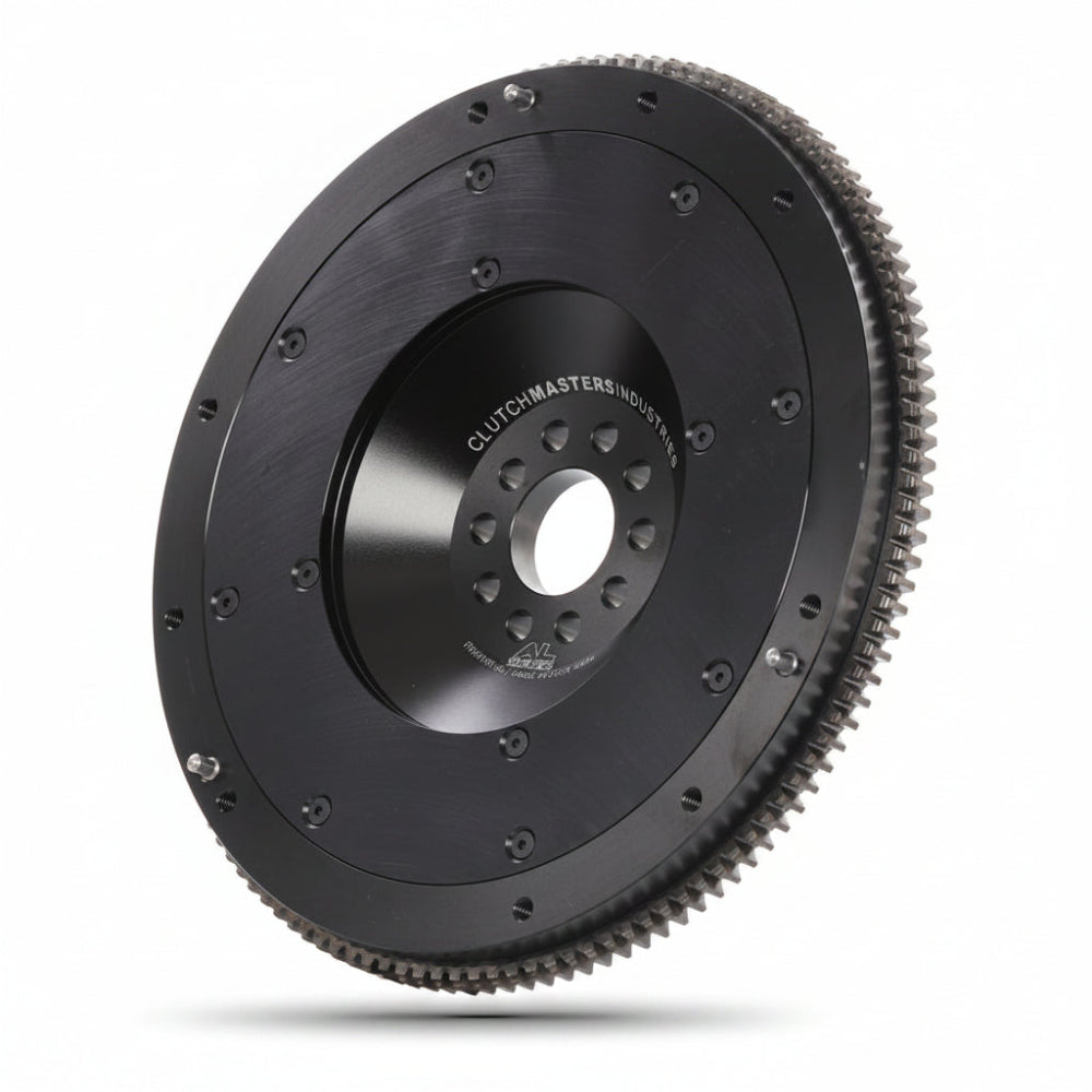 Clutch Masters FW-919R-AL lightweight aluminum flywheel for the Volkswagen R32, angled view showing the ring gear and friction surface.