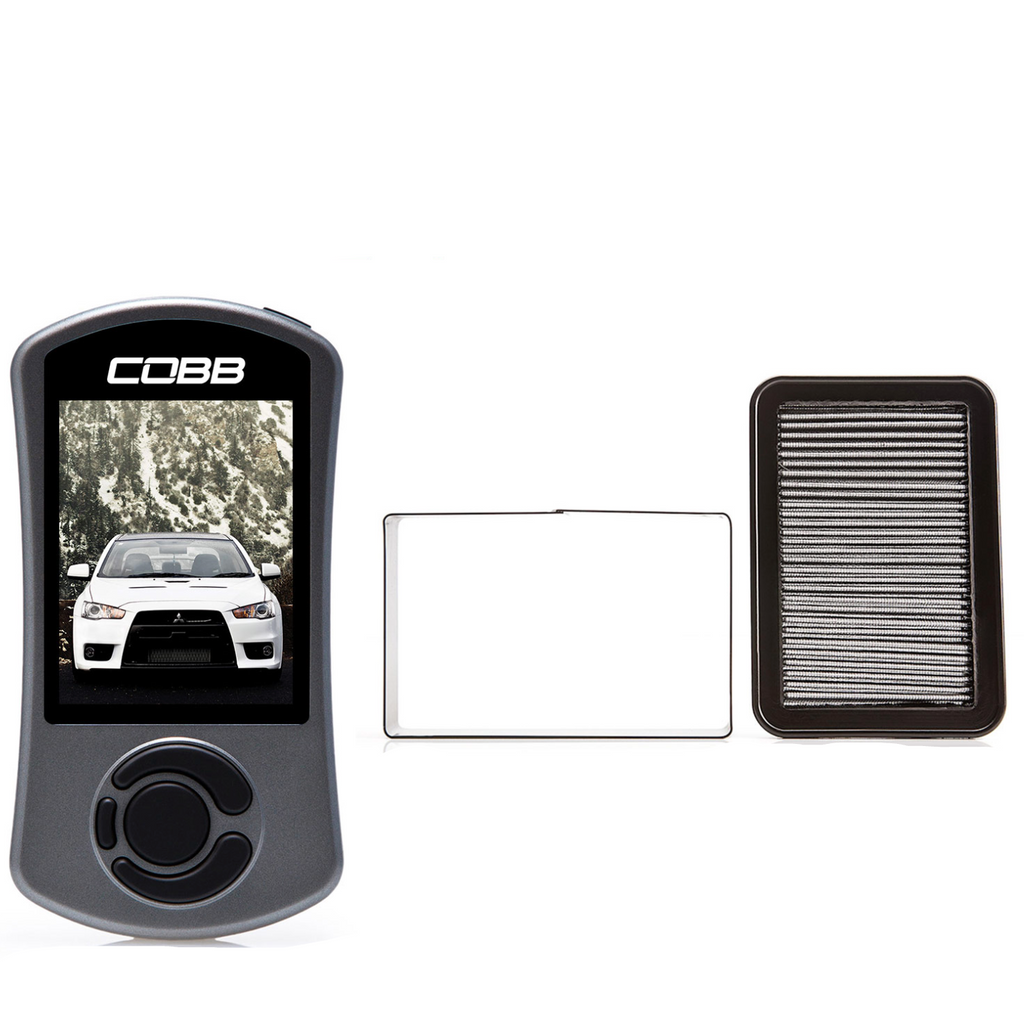 Cobb V3 Accessport displaying Evo X Stage 1 map on Mitsubishi Lancer Evolution X