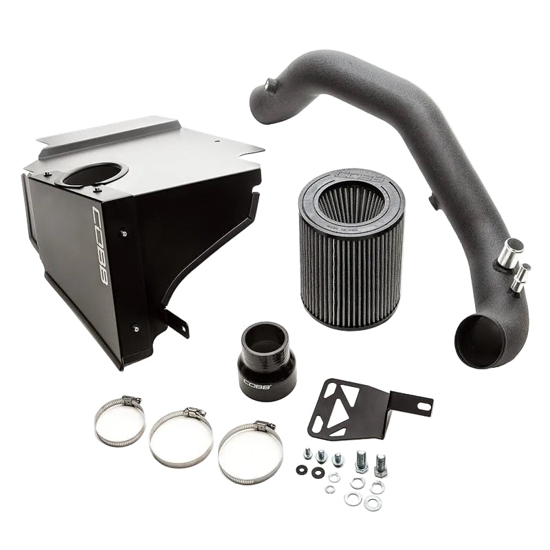 Cobb mandrel-bent wrinkle black aluminum intake tube for Ford Mustang EcoBoost