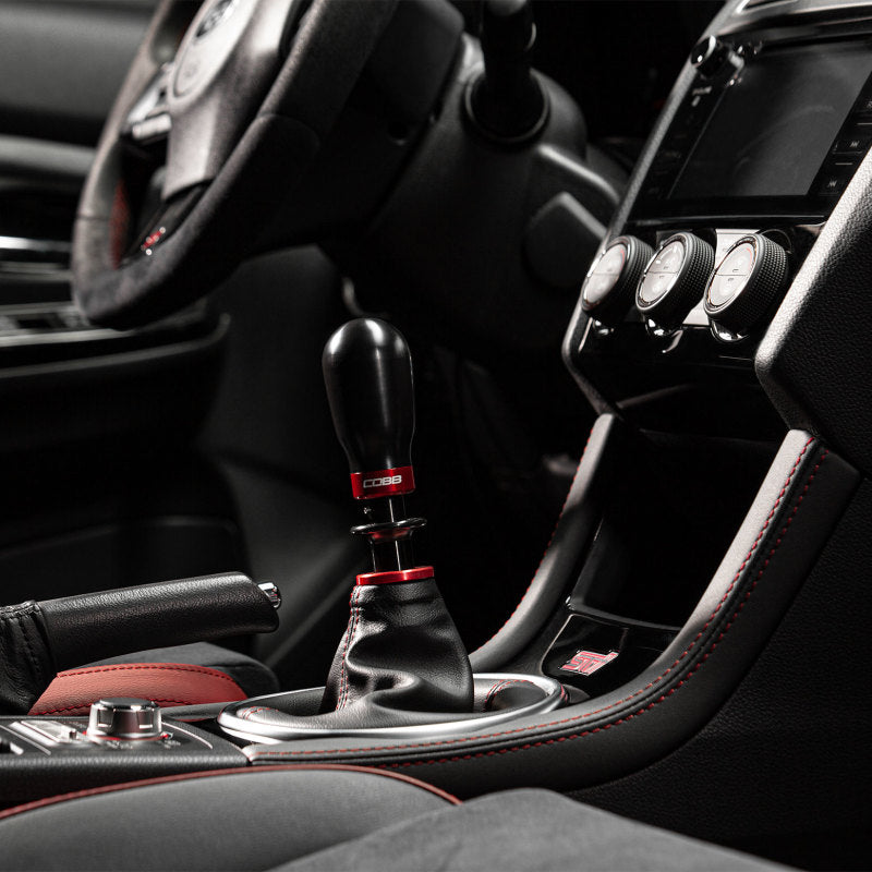 Cobb Subaru 6-Speed Tall Weighted COBB Shift Knob - Black (Incl. Both Red + Blk Collars)-COBB-COBB213370-BK
