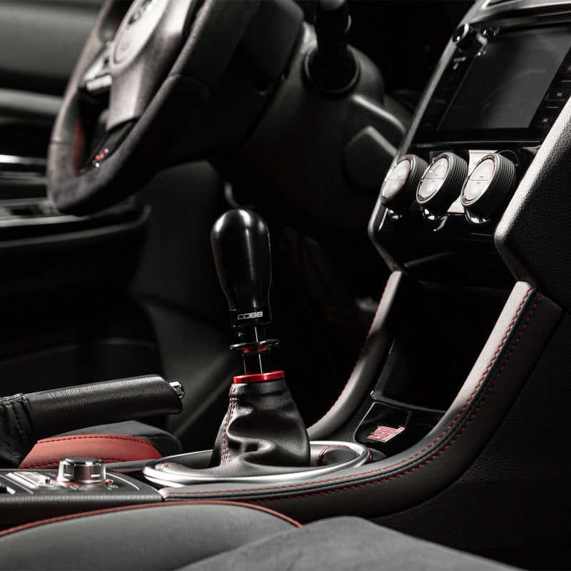 Cobb Subaru 6-Speed Tall Weighted COBB Shift Knob - Black (Incl. Both Red + Blk Collars)-COBB-COBB213370-BK
