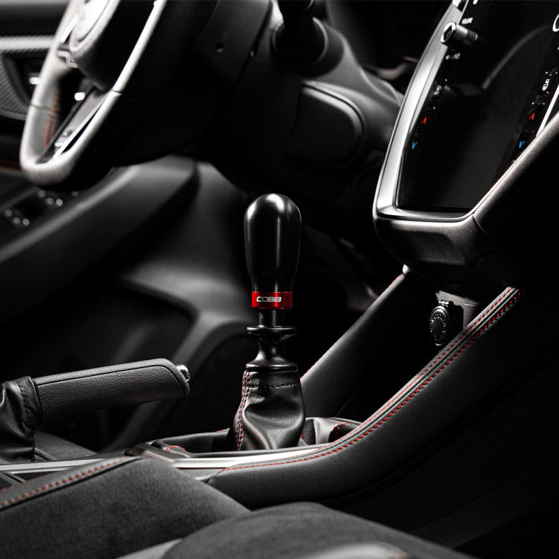 Cobb Subaru 6-Speed Tall Weighted COBB Shift Knob - Black (Incl. Both Red + Blk Collars)-COBB-COBB213370-BK