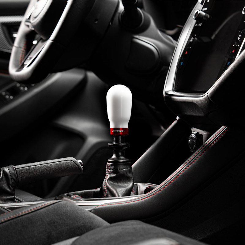 Cobb Subaru 6-Speed Tall Weighted COBB Shift Knob - White (Incl. Both Red + Blk Collars)-COBB-COBB213370-W