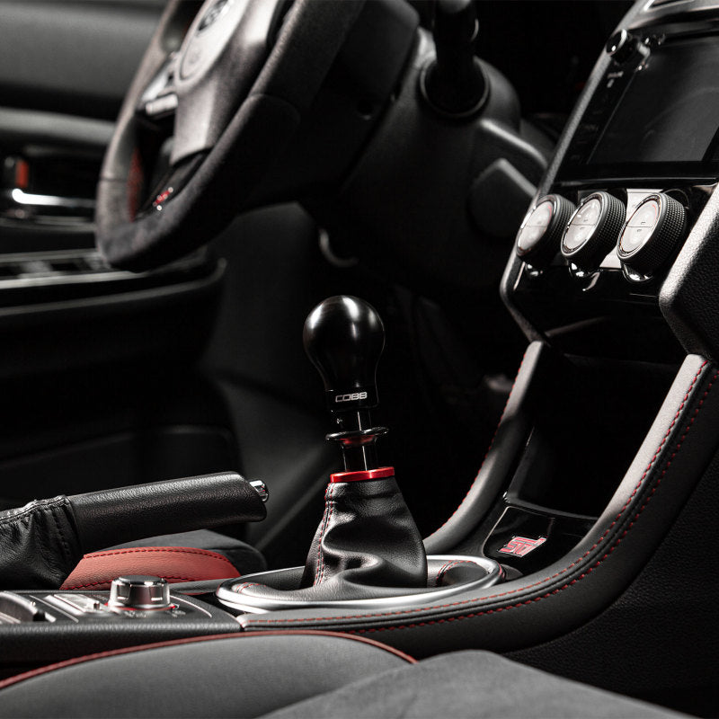 Cobb Subaru 6-Speed Weighted COBB Shift Knob - Black (Incl. Both Red + Blk Collars)-COBB-COBB213360-BK
