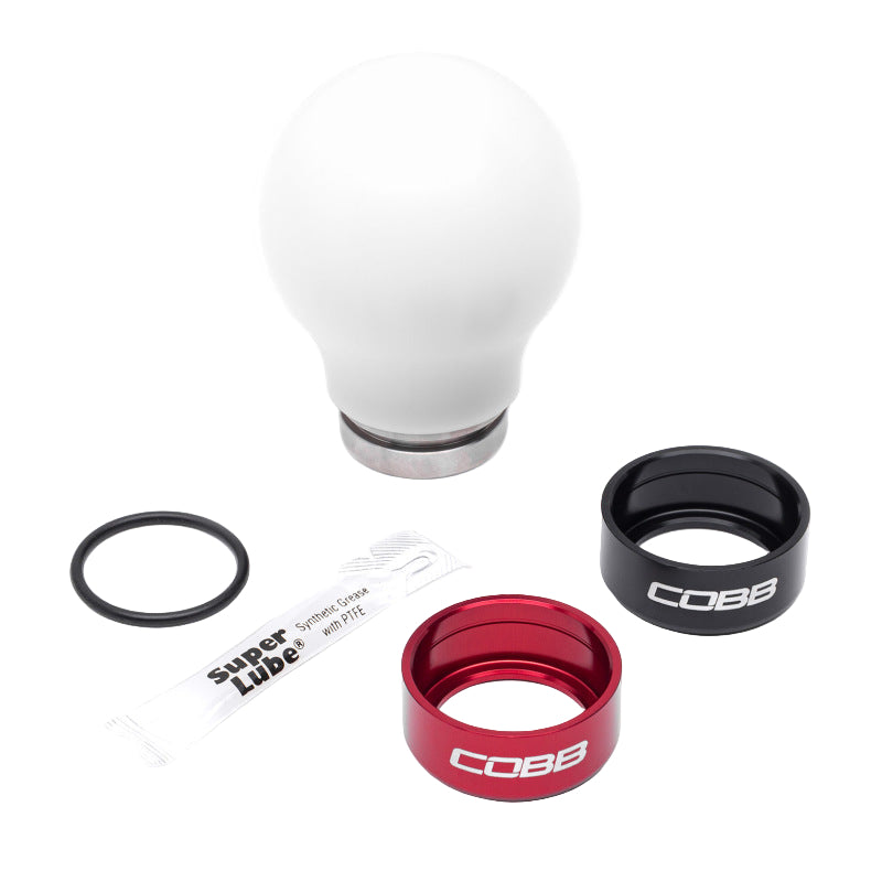 Cobb Subaru 6-Speed Weighted COBB Shift Knob - White (Incl. Both Red + Blk Collars)-COBB-COBB213360-W